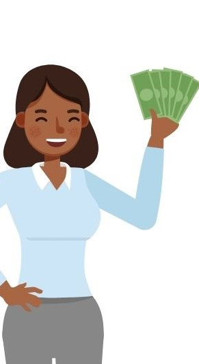 clip art of woman holding money