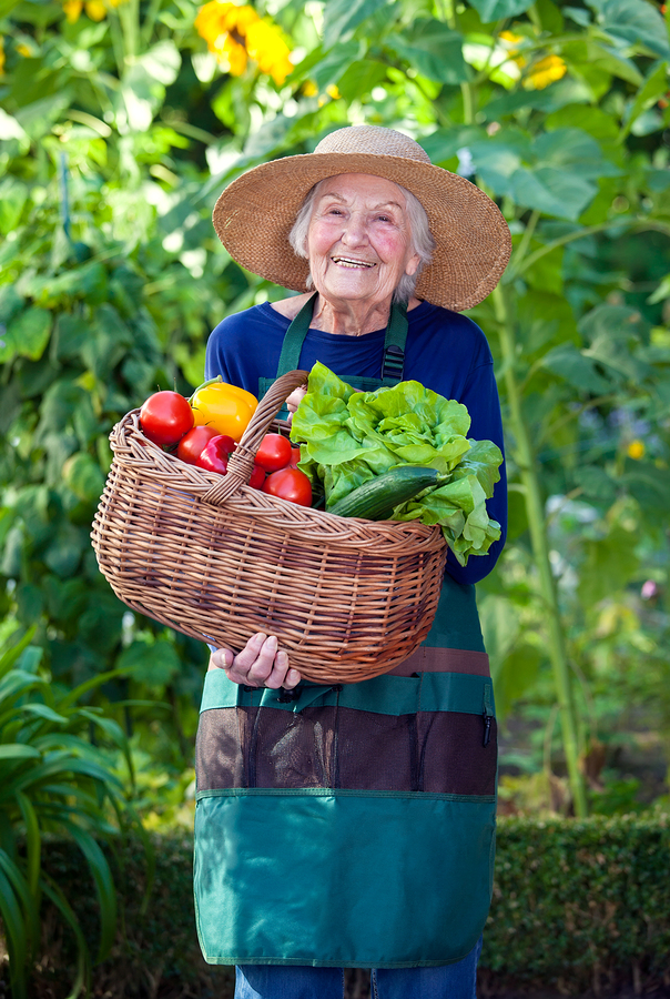woman with a basket of vegetables
