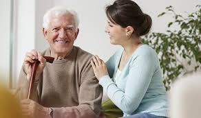 Caregiver and elderly man
