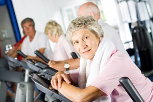 Elderly woman working out
