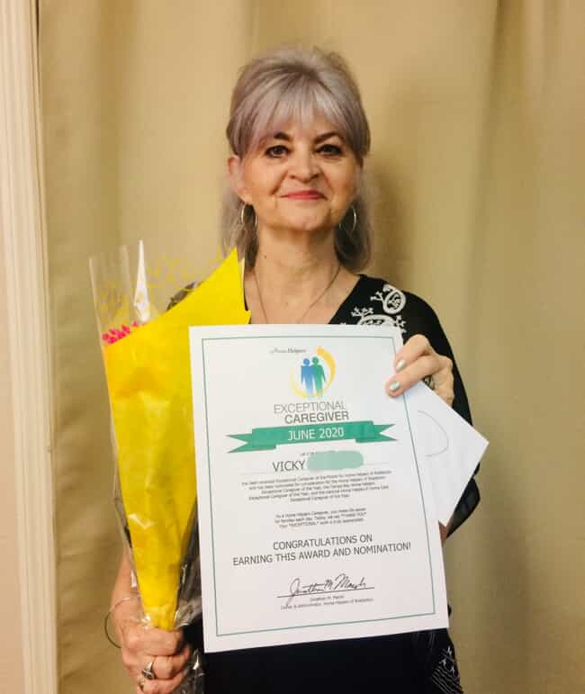 Vicky, Exceptional Caregiver of the Month for June 2020